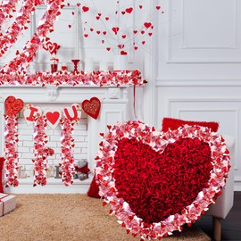 Sggvecsy 49.2Ft Valentine’s Day Heart Tinsel Garland Pink Red White Metallic Twist Garland Shining Ceiling Hanging Decorations for Valentine’s Day Party Anniversary Birthday Holiday Indoor Supplies