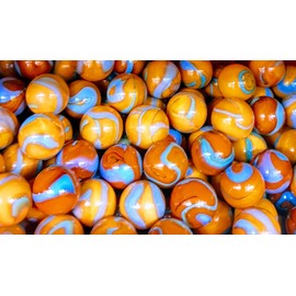 mesbilles MeineMurmeln 25 Marbles Orange Turquoise 16 mm Glass Marbles