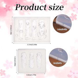 2pcs Transparent Flower Nail Molds, Silicone 3D Flowers Nail Charm Mould Manicure Art Carving Template Design Tools for Resin Manicure Decorations Accessories