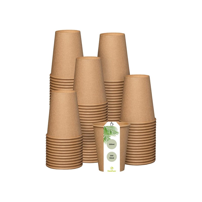 DeinPack Environmentally Friendly Coffee Cups Pack of 200 Paper Cups