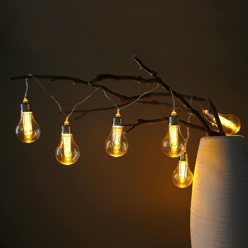 Battery Operated Edison Lights Outdoor String with Timer, 6.56 Ft