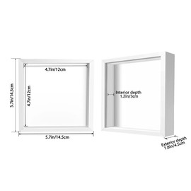 TouYinger 5x5 White Small Shadow Box Frame Display Case , Display Case Box for Memorabilia, Medal, Wedding Memories, Crafts, Tickets and Photos (2Pcs-White, 5x5)