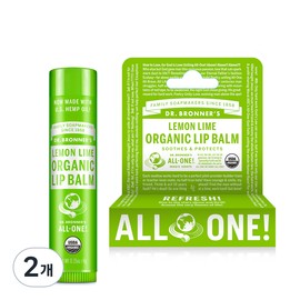 Dr. Bronner's Organic Lip Balm 4g Lemon Lime 2 x / 닥터브로너스 오가닉 립밤 4g 레몬라임 2개