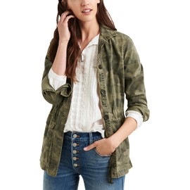 Lucky Brand womens Long Sleeve Button Up Camo Printed Utility Jacket, Green Multi, Small US