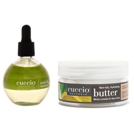 Cuccio Full Hand Treatment - Cuticle Oil 2.50 Oz and Butter Blends Moisturizing Scented Body Cream, 8 Oz (White Limetta & Aloe Vera)