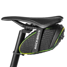 ROCKBROS Saddle Bag, Bicycle Bag, Luminous Saddlebag, Approx. 3.3 gal (1 L), Large Capacity, 3D Shell, Easy Installation, Waterproof Cover, Stylish, Cycling (Black)