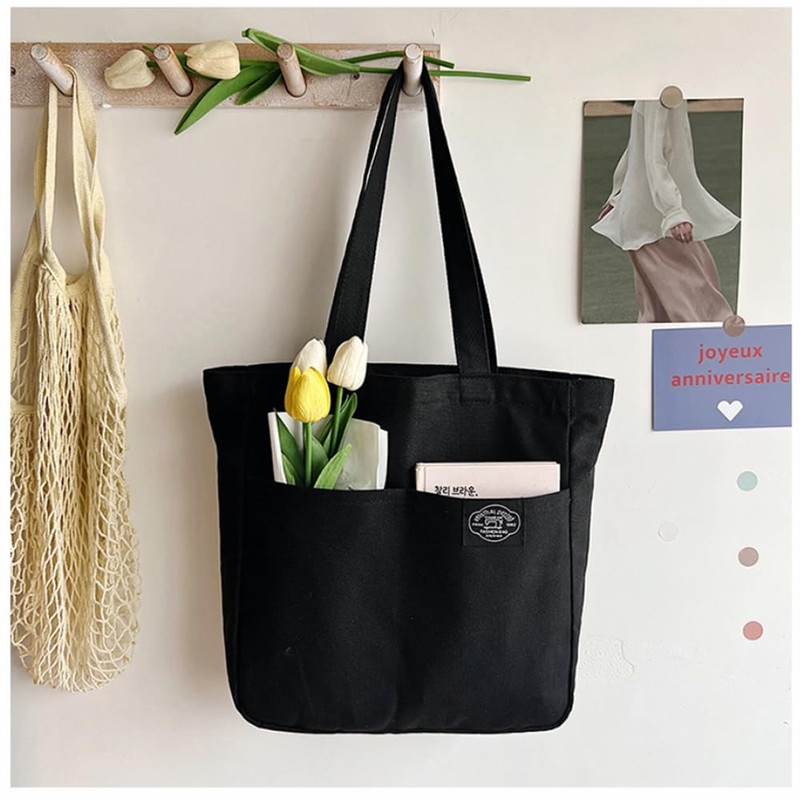 deoway Tote Bag, Canvas Tote Bag, A4, Large Capacity, Shoulder