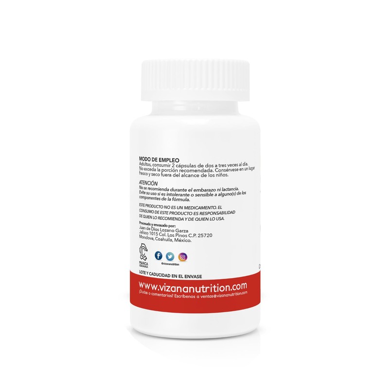 VIZANA NUTRITION | Psyllium Husk Sin Azúcar en Cápsulas HPMC