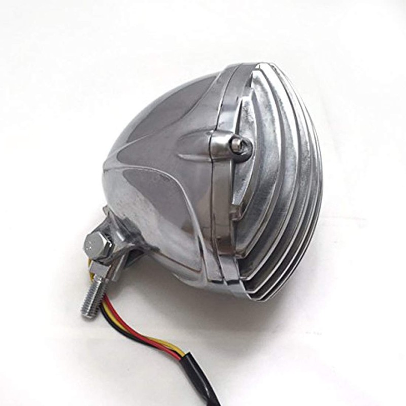 ONGMEIL Universal 4.5 Inch Vintage Headlight/Birdcage Grill/Harley New School Bobber