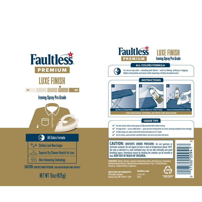 Faultless Premium Luxe Ironing Spray (15 Oz, 4 Pack) -