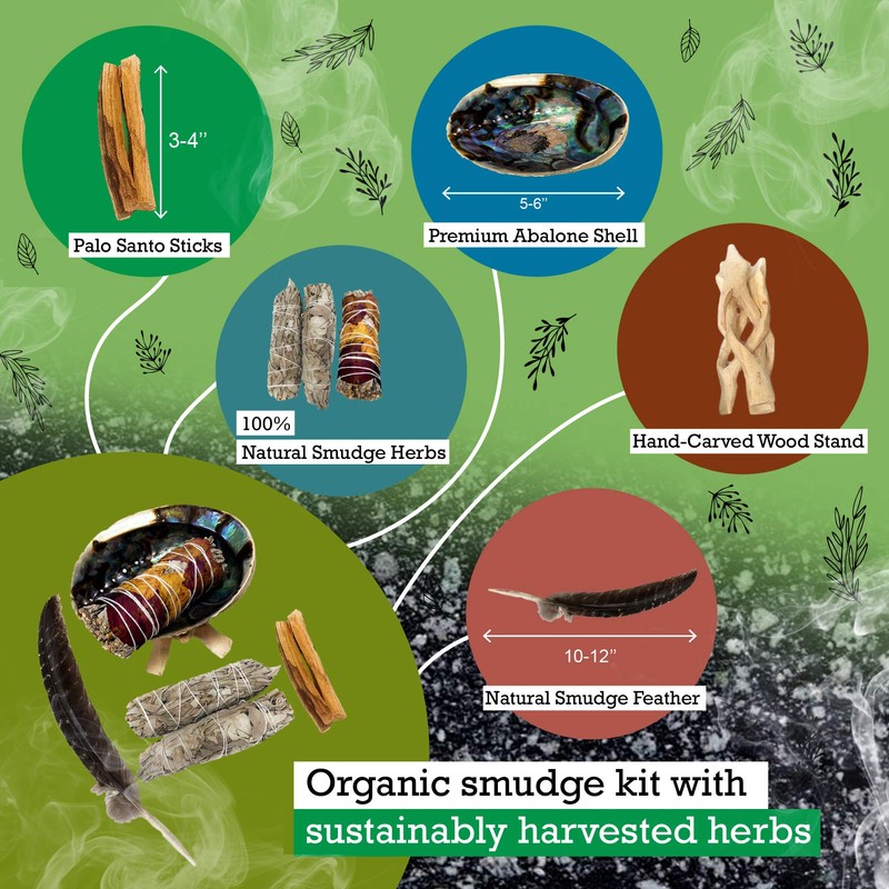Smudging Kit - White Sage Smudge Sticks for Cleansing -
