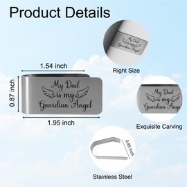 XQLZY My Dad Is My Guardian Angel Engraved Stainless Steel Car Visor Clip, Funny Guardian Angel Visor Clip Gifts for Dad Men Uncle Driver, Travels Visors Car Accessories, God Prayer Gifts