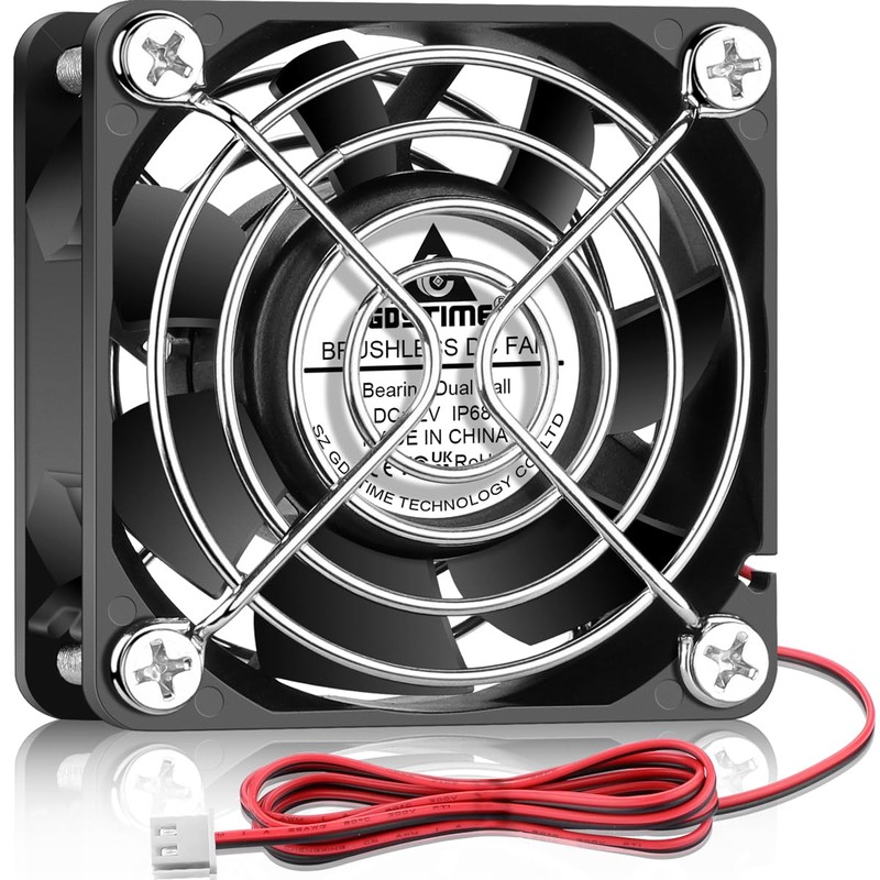 GDSTIME 60mm x 25mm 12V DC IP68 Waterproof Fan Dual