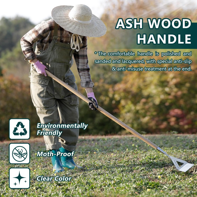 Berry&Bird Dutch Hoe, Stainless Steel Head with Wooden Handle Weeder,