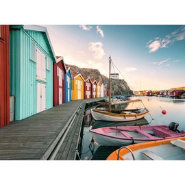 Ravensburger Puzzle 12000847 Scandinavian Place, Boathouses in Smögen, Sweden, 500 Pieces Puzzle for Adults and Children from 12 Years, Puzzle with Sweden Motif