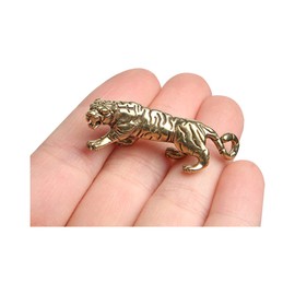Acxico 1Pcs Antique Copper Tiger King Figurines Home Decor Accessories Vintage Brass Animal Ornaments Desk Decorations