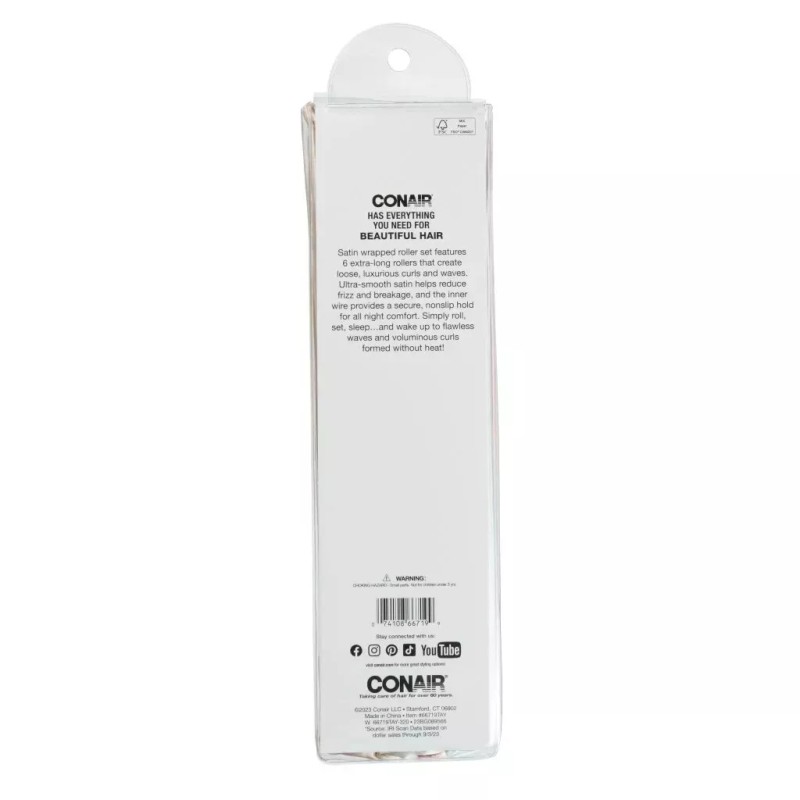 Conair Tayshia by Conair Satin Rollers, Extra Long, Multicolor, 6