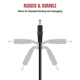 Tendelux 15ft DC 12V Power Extension Cable, 5V to 24V DC/AC Extension Cord for CCTV Security Camera, IR Illuminator & More