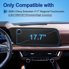 Coleya Anti-Glare Matte Screen Protector for 2025 Chevy Suburban (LS/LT/RST/Z71/Premier/High Country) 17.7Inch Touchscreen,9H Tempered Glass 2025 Chevy Suburban Accessories HD/Anti-Fingerprint 17.7"