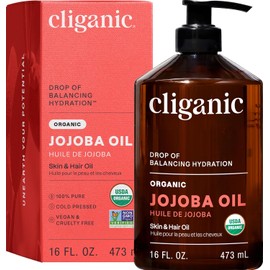 Cliganic Aceite de Jojoba Orgánico a Granel con Bomba Dispensadora 480 ml