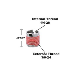 E-Z LOK Threaded Insert for Metal Thin Wall 303 Stainless Steel Thread Inserts 1/4-28 x 3/8-24 Pack of 5