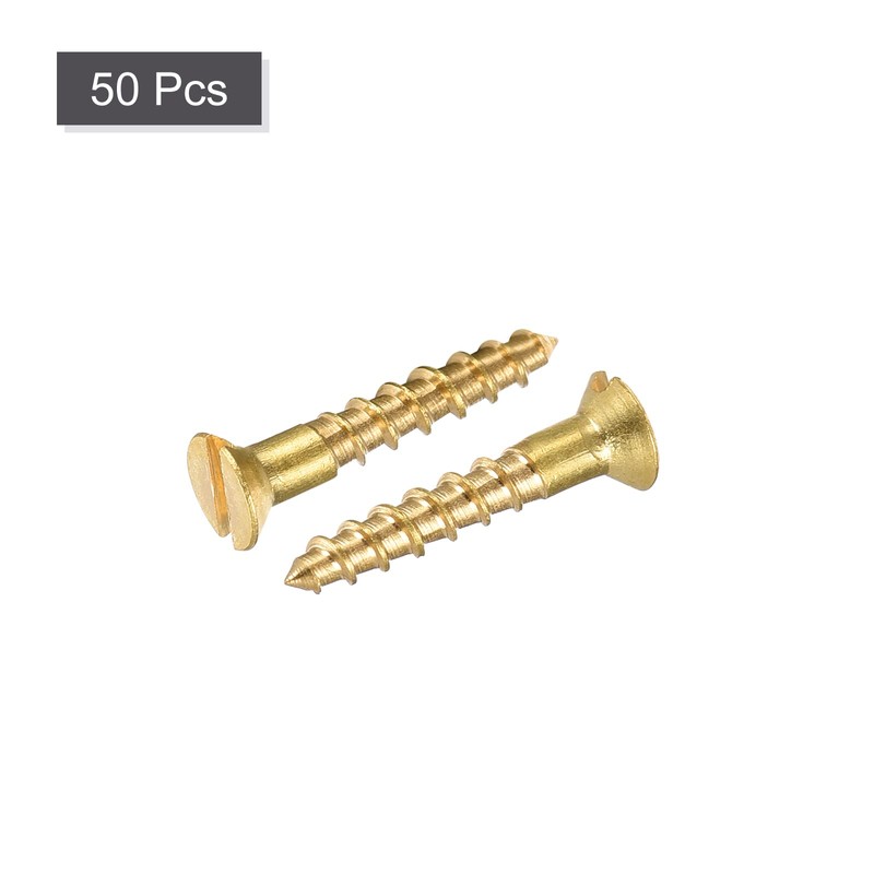 sourcing map Wood Screws M2 x 12mm Slotted Flat Head