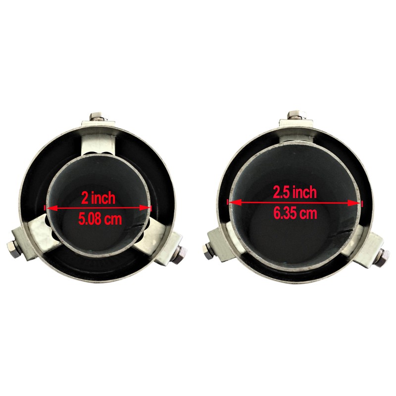 NETAMI Universal Exhaust Tip Stainless Steel Resonated Chrome Polish Bolt-on