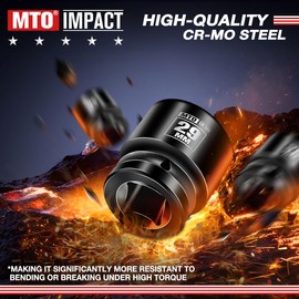 MTO 1/2" Drive 29mm Shallow Impact Socket, 6-Point Metric Socket, CR-MO Steel & Anti-Corrosion Coating for Tight Spaces and Heavy-Duty Tasks
