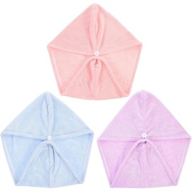 Toalla para Cabello de Microfibra, Paquete de 3, Coral Fleece Ligera y Fácil de Fijar, para Mujer, Secado Rápido, Multiusos, Toallas Suaves Cabello