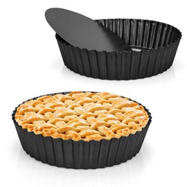 AZKEEGREY 2 Pack 6 CM Deep Quiche Dishes for The Oven Non-Stick 24 CM Tart Tins with Loose Base, Deeps Round Flan Tin Removable Bottom for Baking