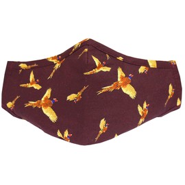 Soprano Wine Flying Pheasants Washable And Reusable 100% Cotton Face Mask