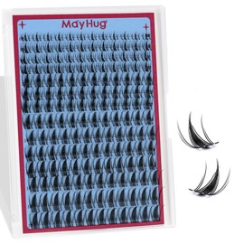 Mayhug Eyelash Extensions, Natural Cluster Lashes, 8-18 mm, Wispy Individual Eyelashes, D Curl Lash Clusters, 168 Pieces, 0.05 Super Thin Band, DIY Eyelashes for Home (VelvetWisp)