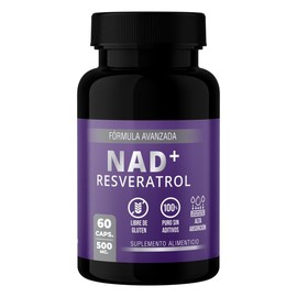 Suplemento Alimenticio NAD con Resveratrol  60 Cpsulas de 500 mg  Alta Absorcin  Sin Gluten  Sin Aditivos  Apoya Energa Celular y Antioxidante  Lenico
