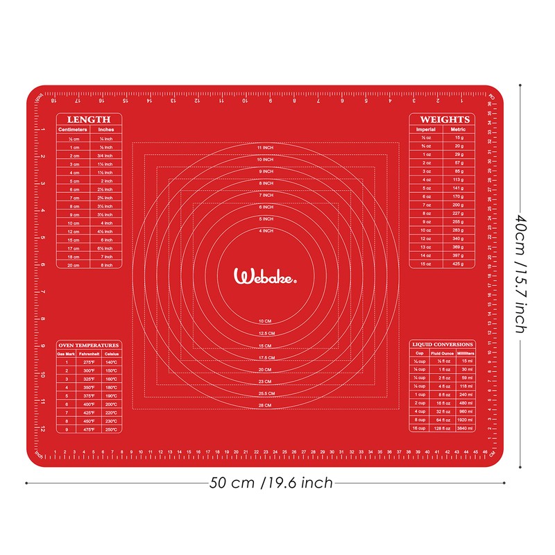webake Silikon Backmatte Silikonmatte Backen 50 x 40 cm Teigmatte