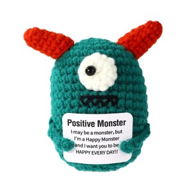 TOYMIS Positive Monster, Cute Emotional Crochet Monster with Encouraging Card Funny Knitted Doll Incentive Gifts Fit Family Friends Perfect Desktop Decor for Home Bedroom Office