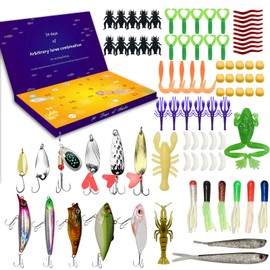 Fishing Advent Calendar 2024 for Christmas Countdown, 88 Pcs Fishing Tackle Advent Calendar Fishing Lures Set - 24 Days Surprise Fishing Gifts for Teen Boys Man Father Boyfriend Brother Christmas Gifts