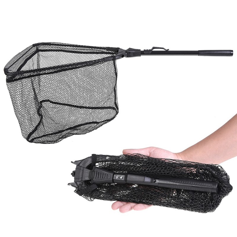 Portable Aluminum Alloy Telescopic Foldng Fishing Landing Net Pole Rubber