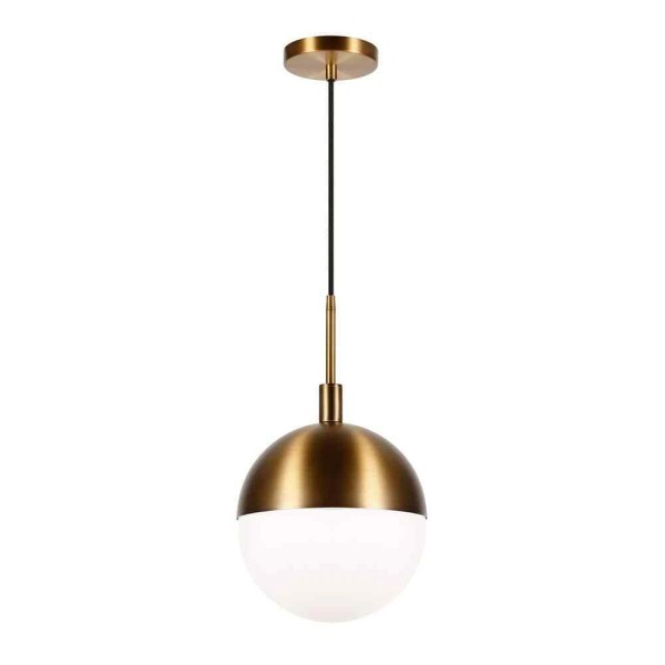 Meyer&Cross Orb 1-Light Large Globe Brass and Frosted Glass Pendant