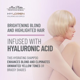 Mon Platin Professional HY Loren Blond Hair Shampoo with Hyaluronic Acid for Blond & Highlighted Hair, Shampoo for Blond Hair, SLS/SLES Free, Moisturizing Shampoo, Purple Shampoo, 30ml