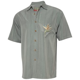Bamboo Cay Men's All Star Bird of Paradise. Tropical Style Embroidered Camp Shirt (XX-Large, Ocean)