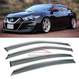 Fits for 2016-2022 8th Gen Nissan Maxima 4 Door Sedan JDM Chrome Trim Smoke Tinted Window Visors Rain Guards Deflector