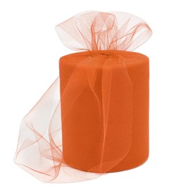 Rilisili 6 Inch(15 cm) × 100 Yards Tulle Ribbon Orange Tulle Fobric Ribbon Roll Netting Spool for Tutu Skirt DIY Craft Wedding Decor Birthday Party Gift Wrapping Bow