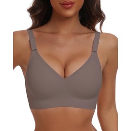 HORISUN Wirefree Bras with Support and Lift for Women Full Coverage(Coffee 3XL)