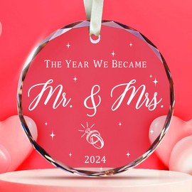 Wedding Gifts - Mr and Mrs Gifts - Wedding Gifts for Couples 2024, Wedding Gifts for Couple, Wedding Gifts for Bride - Future Mr and Mrs Gifts - Bridal Shower Gifts - 1st Married Glass Ornament