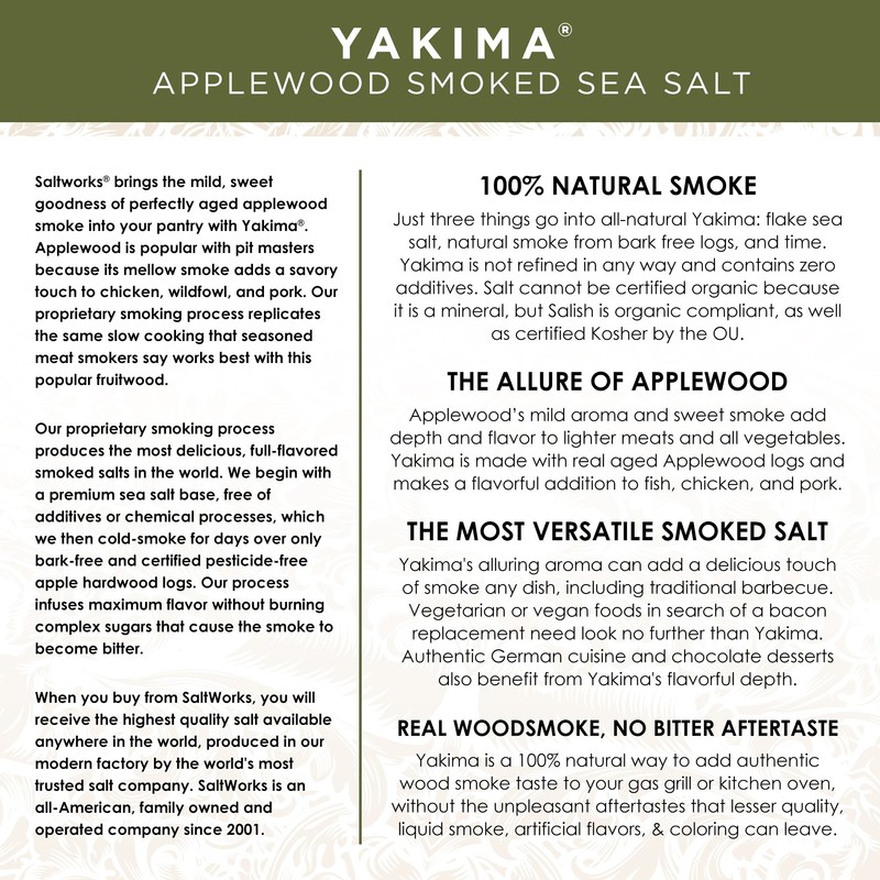 Artisan Salt Company Yakima Applewood Smoked Sea Salt, Shaker Jar,