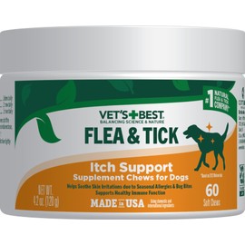 Vet's Best Natural Flea & Tick Soft Chews for Dogs – Natural Supplement for Dog Flea and Tick Prevention – Veterinarian-Formulated Itch Relief and Immune Support – Made in USA – 60 Chews