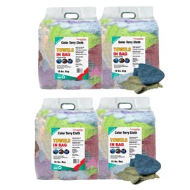 SupremePlus Recycled Color Terry Cloth Rags - Super Absorbent Cotton Towel Cleaning Rags for Garage, Shop Rags, Industrial Use & Housekeeping - Shop Rags Bulk (10 lbs. Bag - Pack of 4)