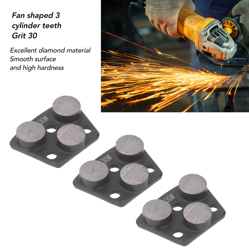 3Pcs Diamond Grinding Shoes Trapezoid Concrete Floor Cutting 3 Cylinder
