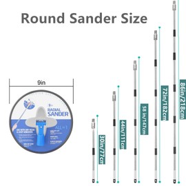 Drywall Pole Sander,30 to 86 Inch Circular Sander with Adjustable Extension Pole, Manual Hand Drywall Sander for Walls and Ceilings, Includes 5pcs Sanding Sheets (80, 100, 120, 180, 240 Grit)