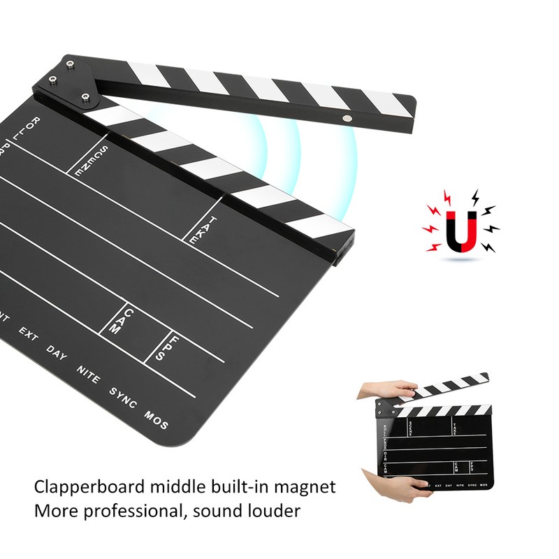 30x25CM Acrylic Clapperboard Professional Movie Film Action Clap Director Photography